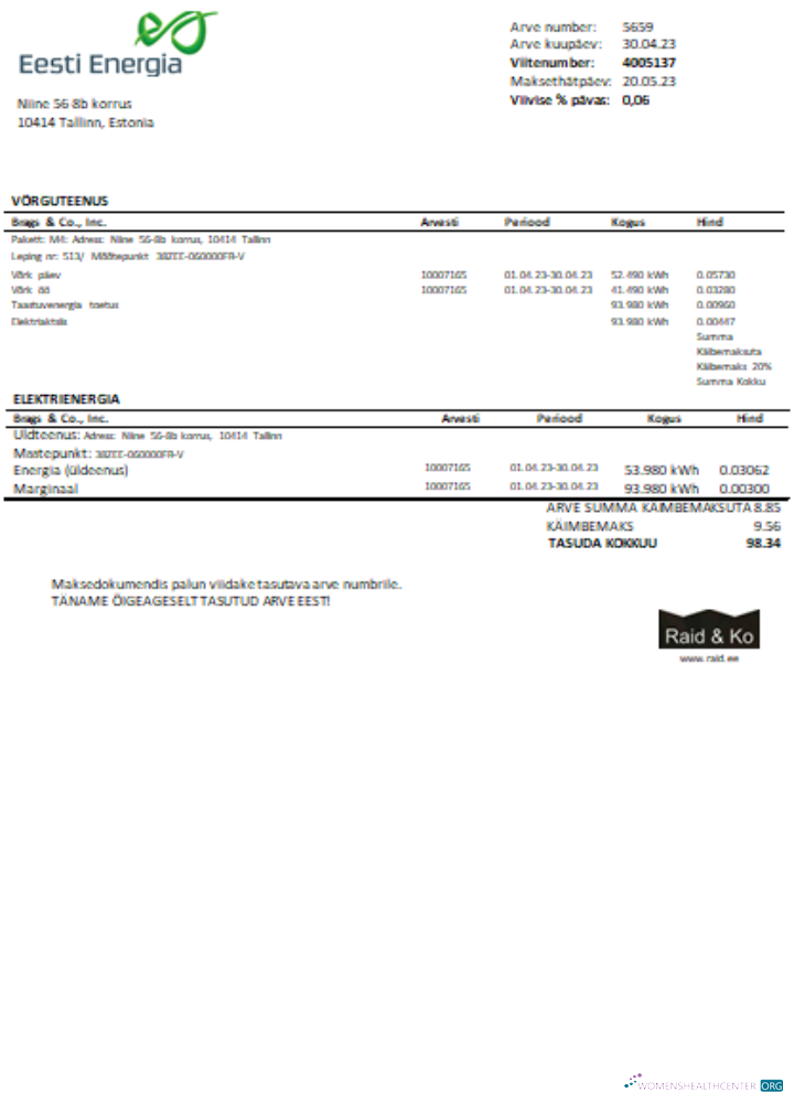 Download Eesti Energia electricity utility business bill SCR Photoshop template